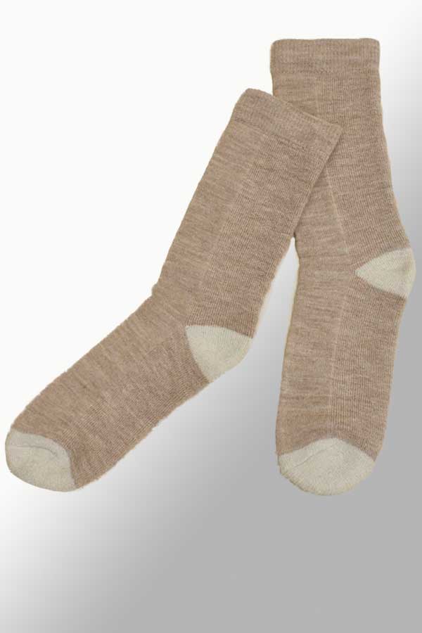 Wuaman Unisex Socks Beige / M Alpaca Socks Crew - Solid color