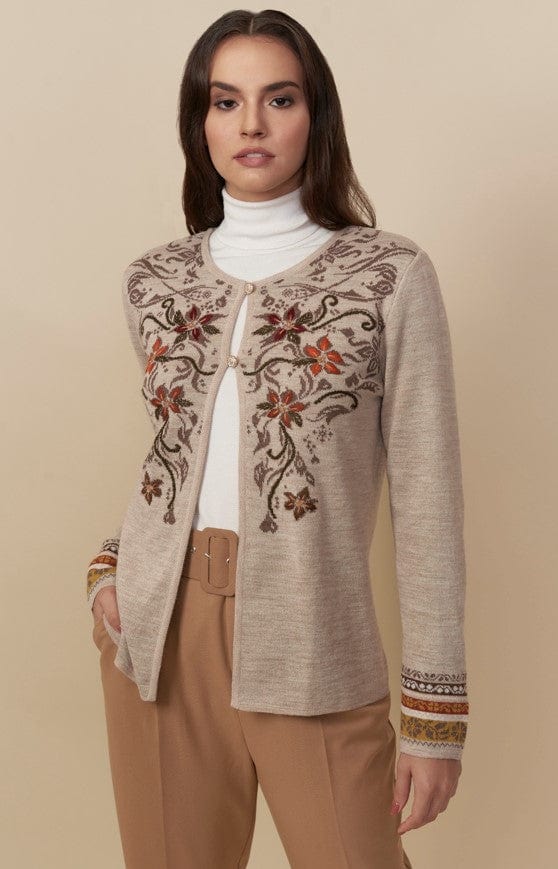 Wuaman Women's Sweater Alpaca Blend Cardigan Buttoned - reversible cg03