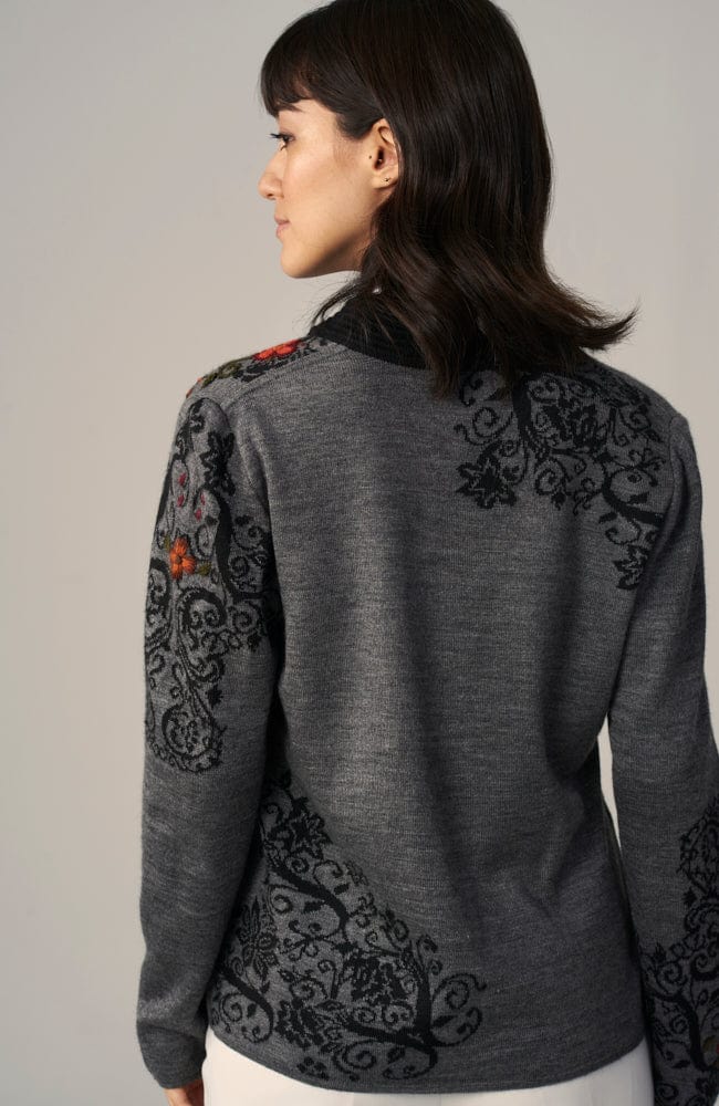 Wuaman Women's Sweater Alpaca Blend Cardigan - Zipped cg12