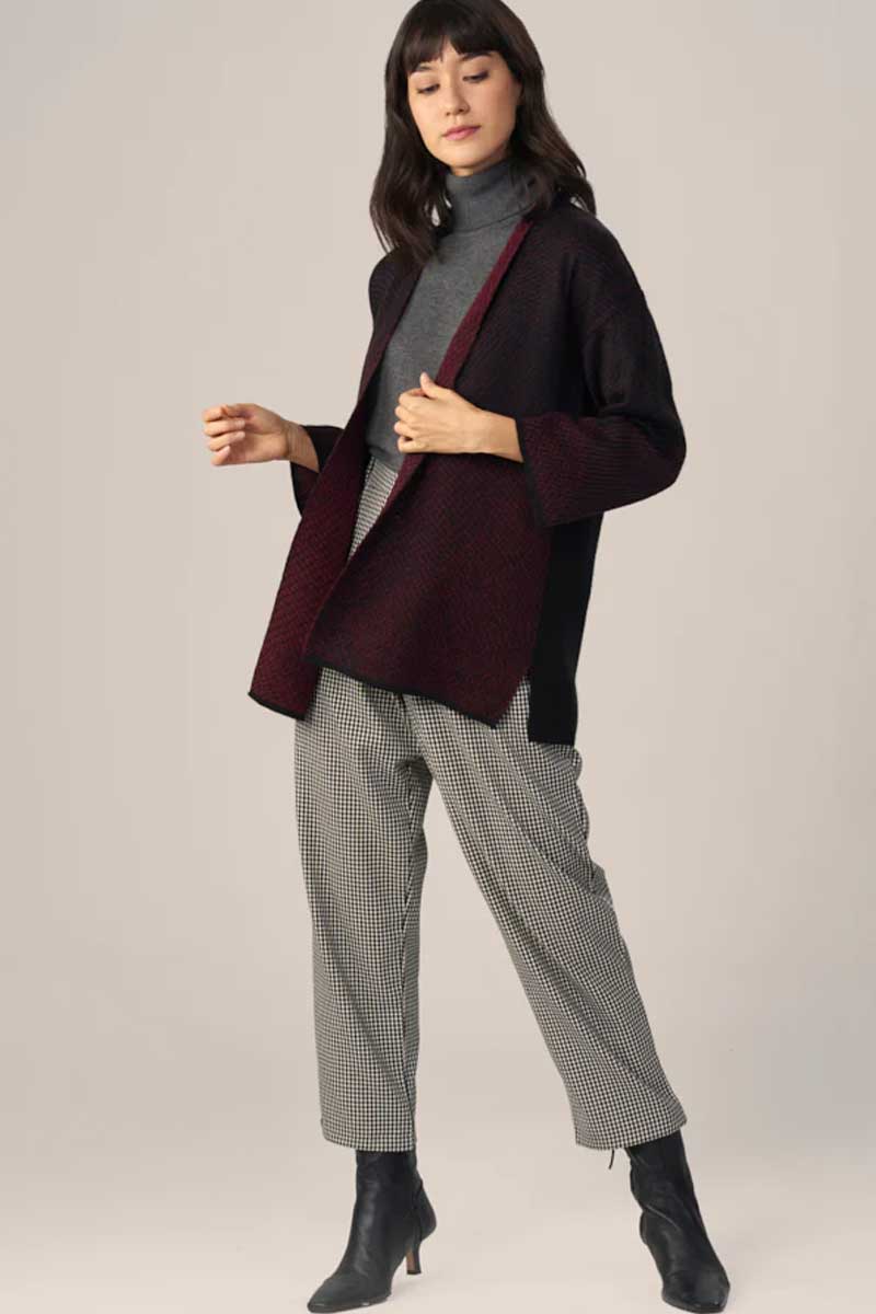 Wuaman Women's Sweater Alpaca Reversible Kimono Jacket - open