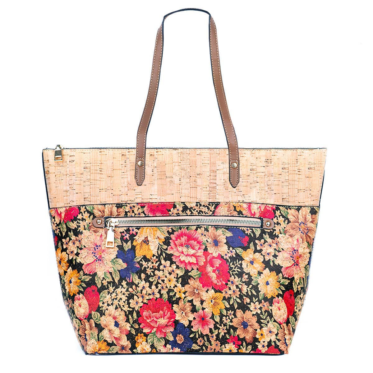 Meninas Bonitas Cork Chic Natural and Printed Cork Ladies' Tote Bag with PU Handle BAG-2331: A