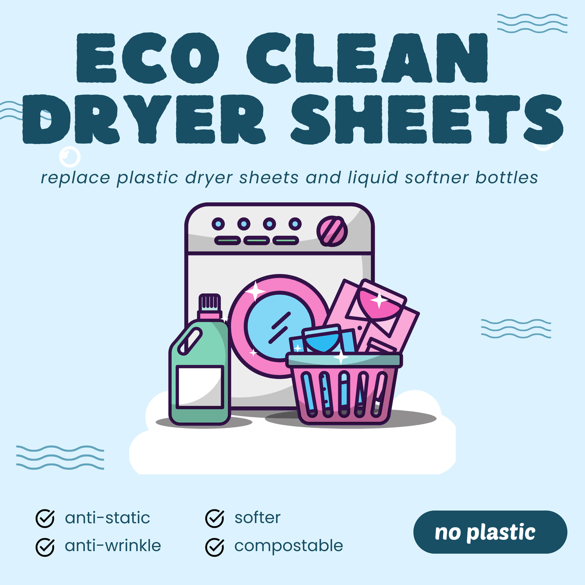 Eco Clean Dryer Sheets - UNSCENTED
