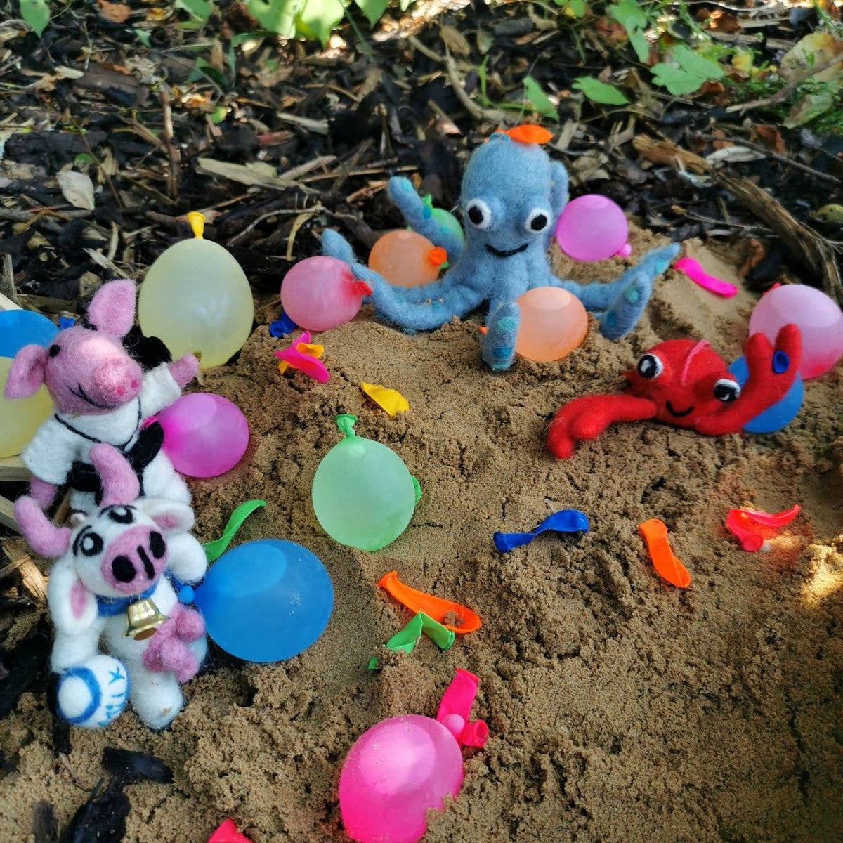 Handmade Felt Decoration Karate Pig or Skiing Sheep