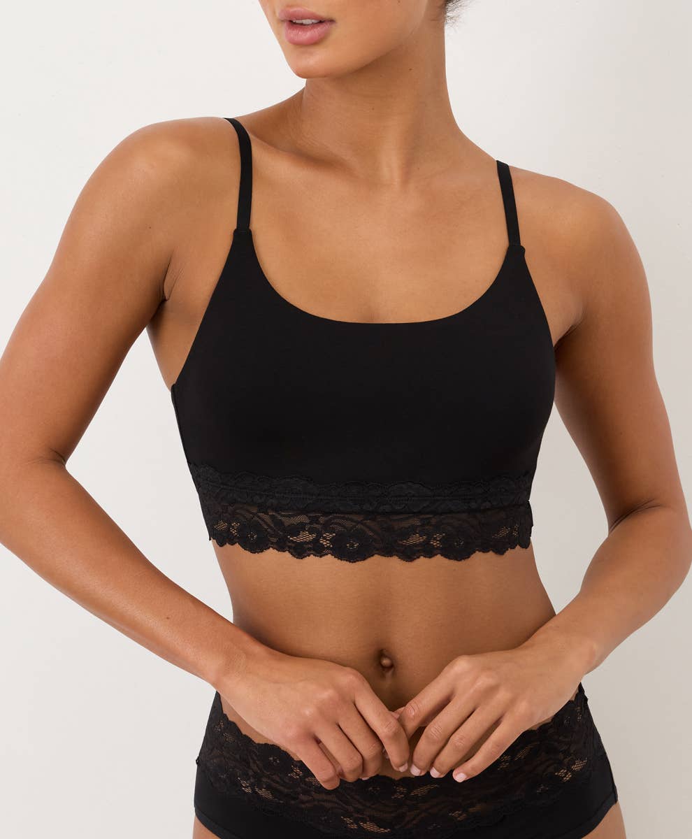 Women's Lace Modern Scoop Bralette: Black / X-Large - Natural Clothing Company