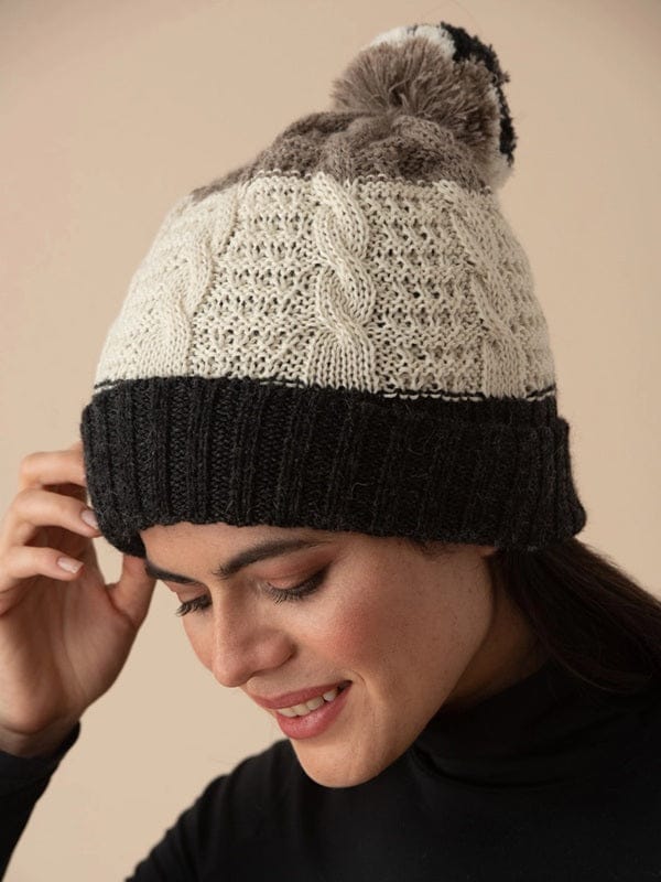 Unisex Alpaca Beanie Hat - Thick Tri-color - Natural Clothing Company
