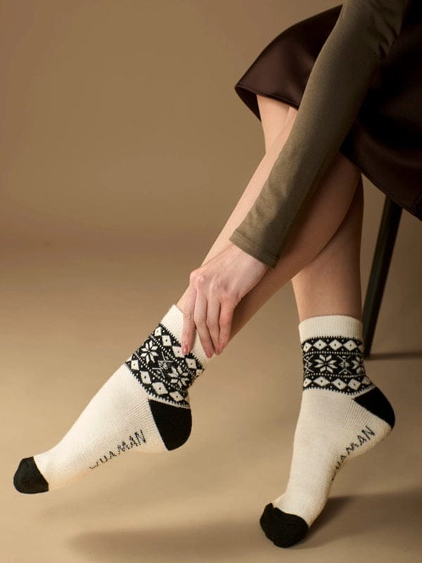 Alpaca Ankle Socks - Nordic Pattern - Natural Clothing Company