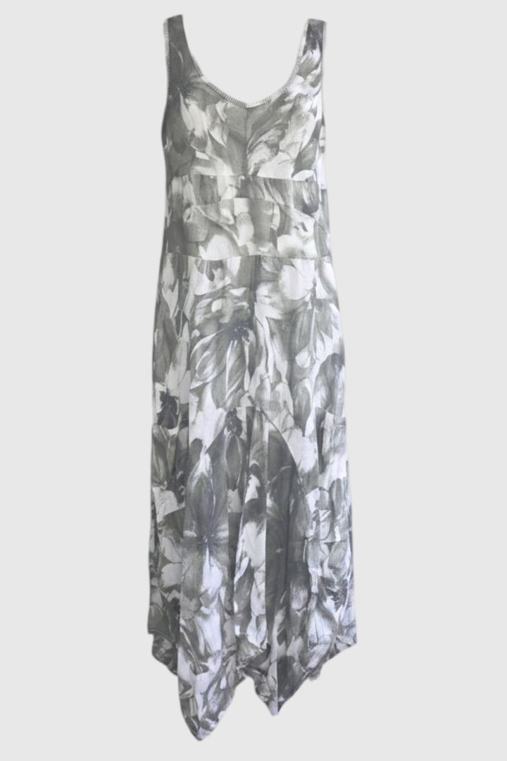Italian Linen Magic Sleeveless Dress by Inizio - Flowers - Natural Clothing Company