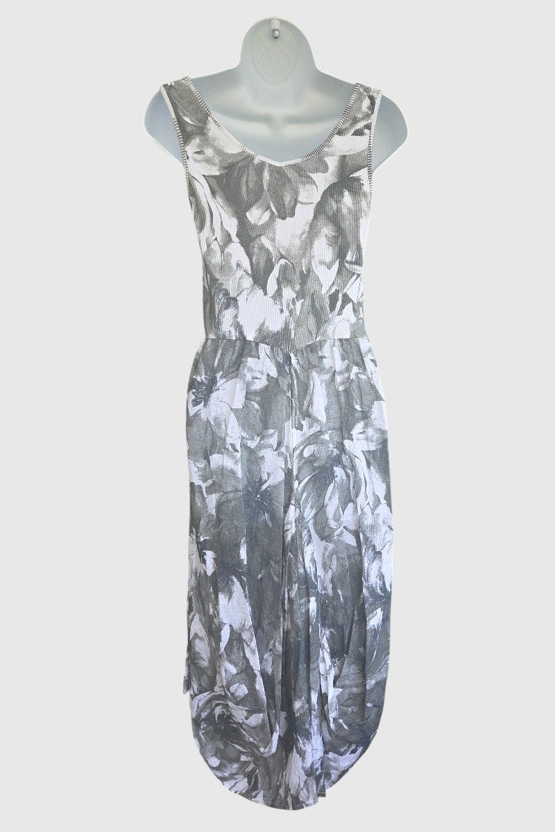 Italian Linen Magic Sleeveless Dress by Inizio - Flowers - Natural Clothing Company