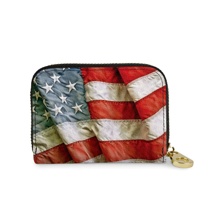 RFID Protection Zippered Wallet - American Flag