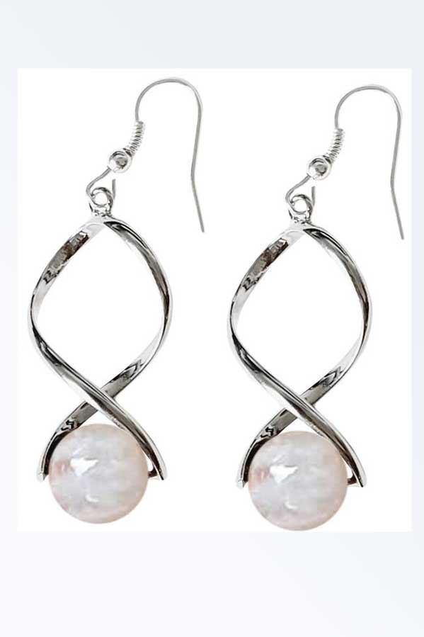 Artisans de Madagascar Jewelry White Moonstone Bead Earrings