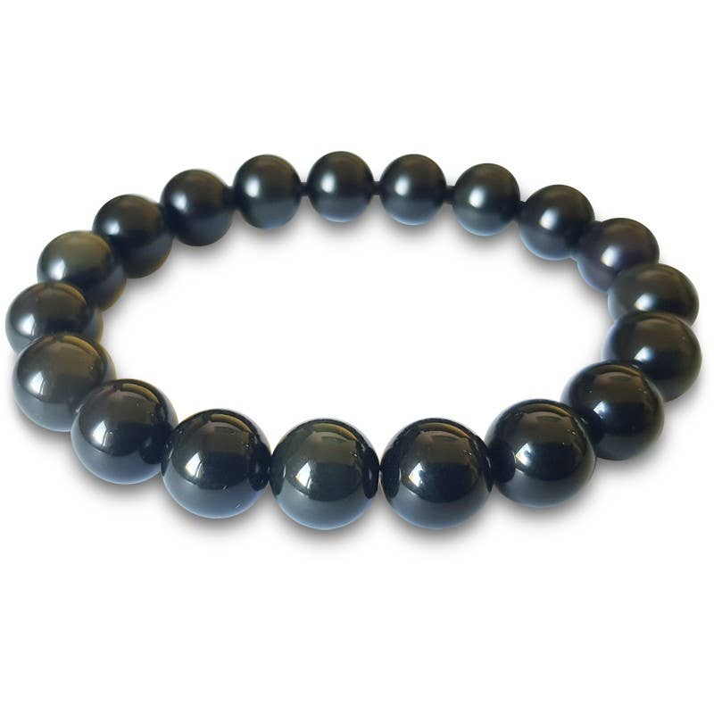 Artisans de Madagascar Obsidian Bracelet Pierre de Lune Billes 10 mm