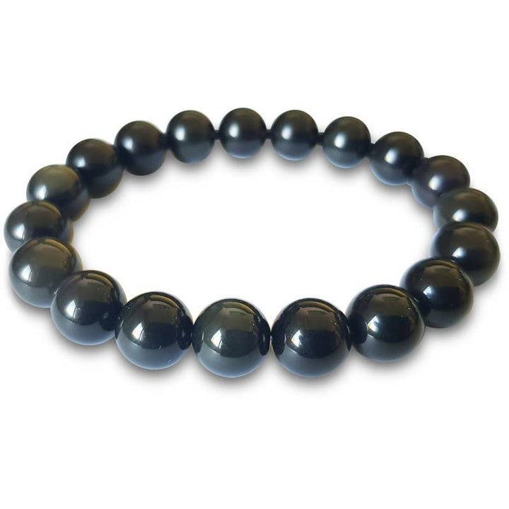 Artisans de Madagascar Obsidian Bracelet Pierre de Lune Billes 10 mm