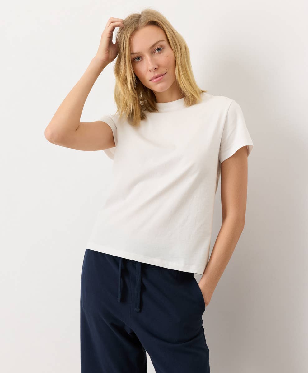 Women's Softspun Essential Crewneck Tee: Cream / Small - Natural Clothing Company