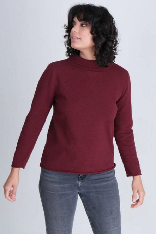 Bibico Women's Sweater Plum / S Merino Wool Roll Neck - Aria
