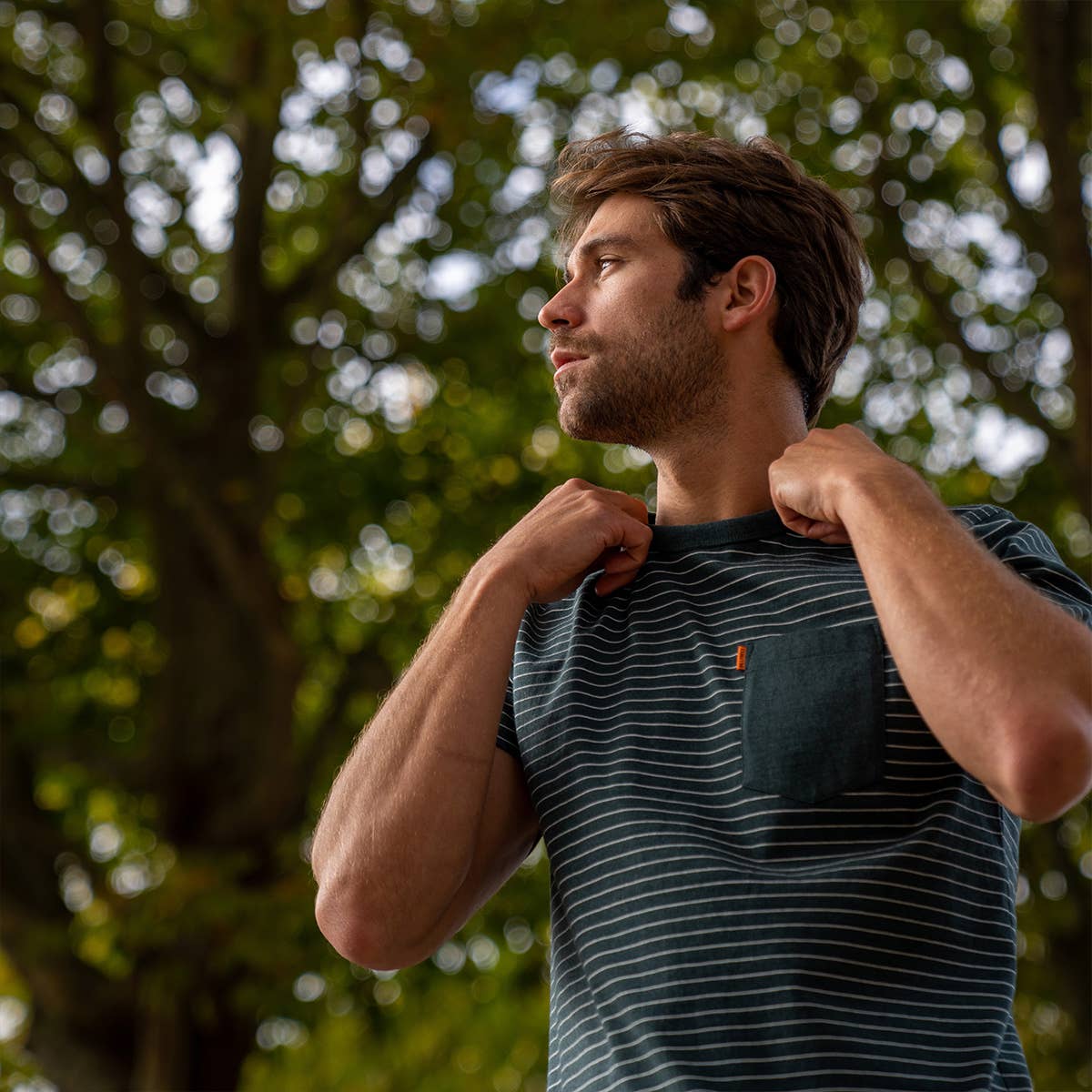 Billybelt Men's Short Sleeve Top Men's Organic Cotton T-shirt Striped