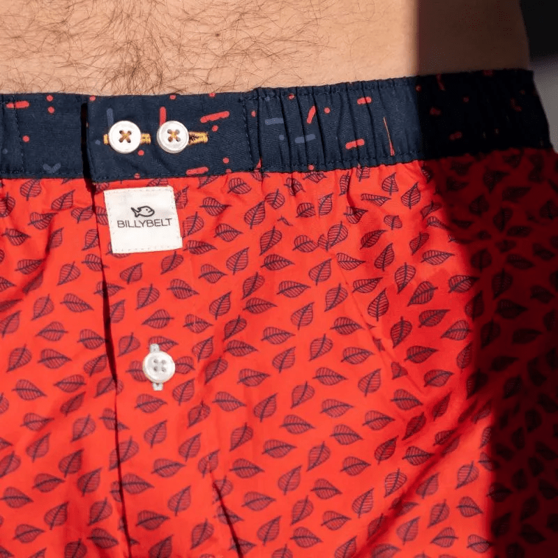 Billybelt Men's Underwear Men's Organic Cotton Boxers - Red Jungle (S, M, L, XL, XXL)
