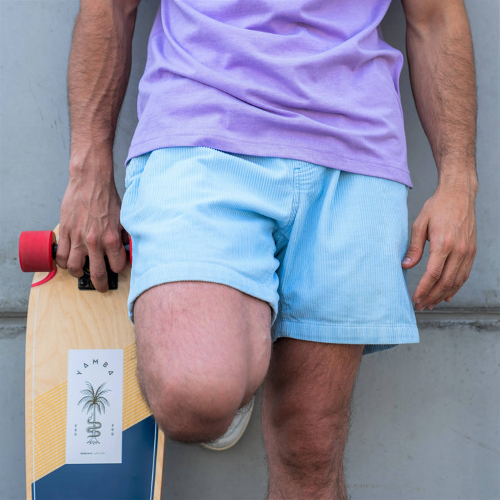 BILLYBELT Velvet Shorts Beach Horizon — Sky Blue: M