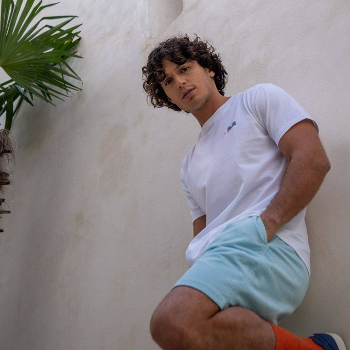 BILLYBELT Velvet Shorts Beach Horizon — Sky Blue: M