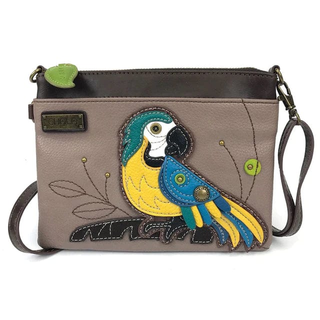 Chala purse Blue Parrot / mini Vegan Leather purse - Cross Body Horizontal Animals