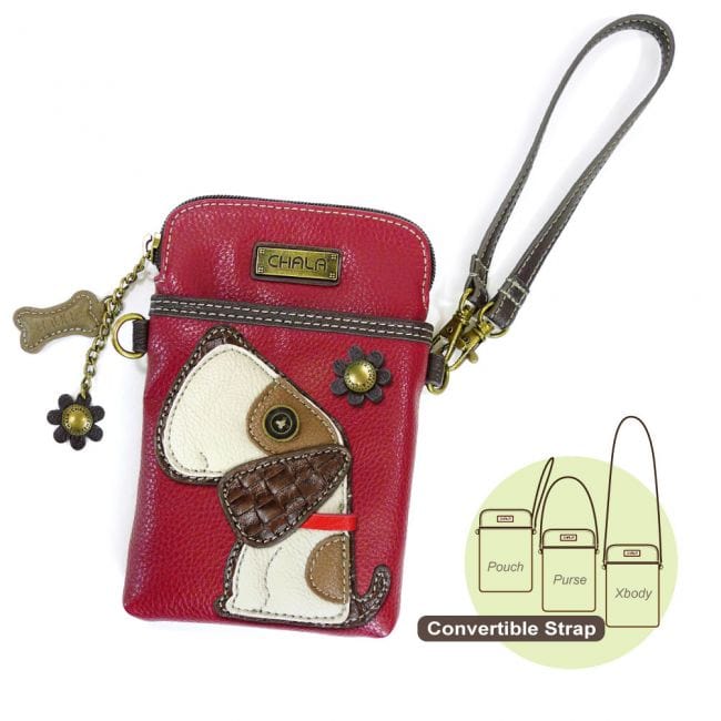 Chala Purse Dog - red Vegan Leather Phone Purse - Cross Body Vertical