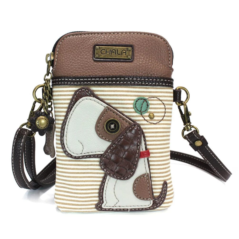 Chala Purse Dog - striped Vegan Leather Phone Purse - Cross Body Vertical