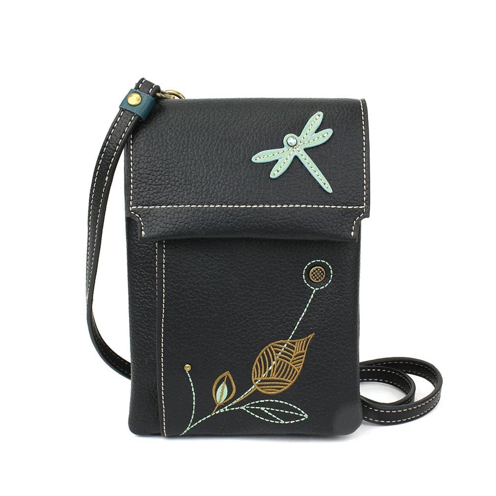 Chala Purse Dragonfly black Vegan Cell Phone Purse - Cross Body RFID protection