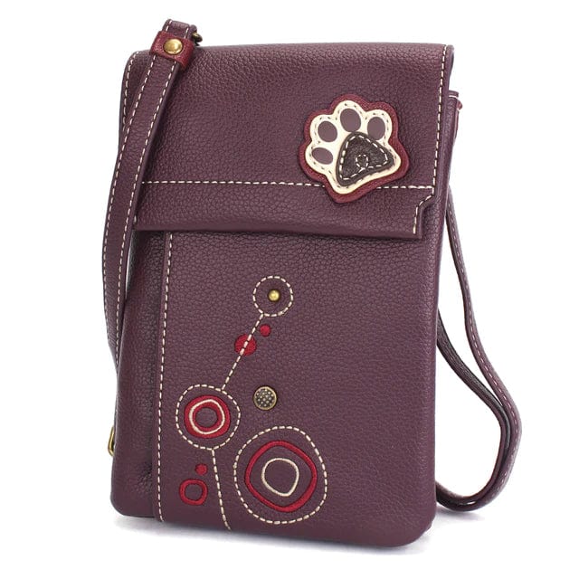 Chala Purse Paw plum / Mini vertical Vegan Cell Phone Purse - Cross Body RFID protection