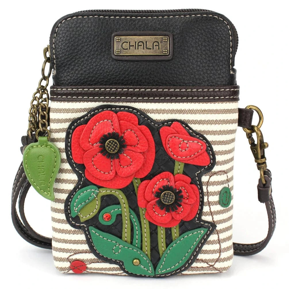 Chala Purse Poppy - striped Vegan Leather Phone Purse - Cross Body Vertical