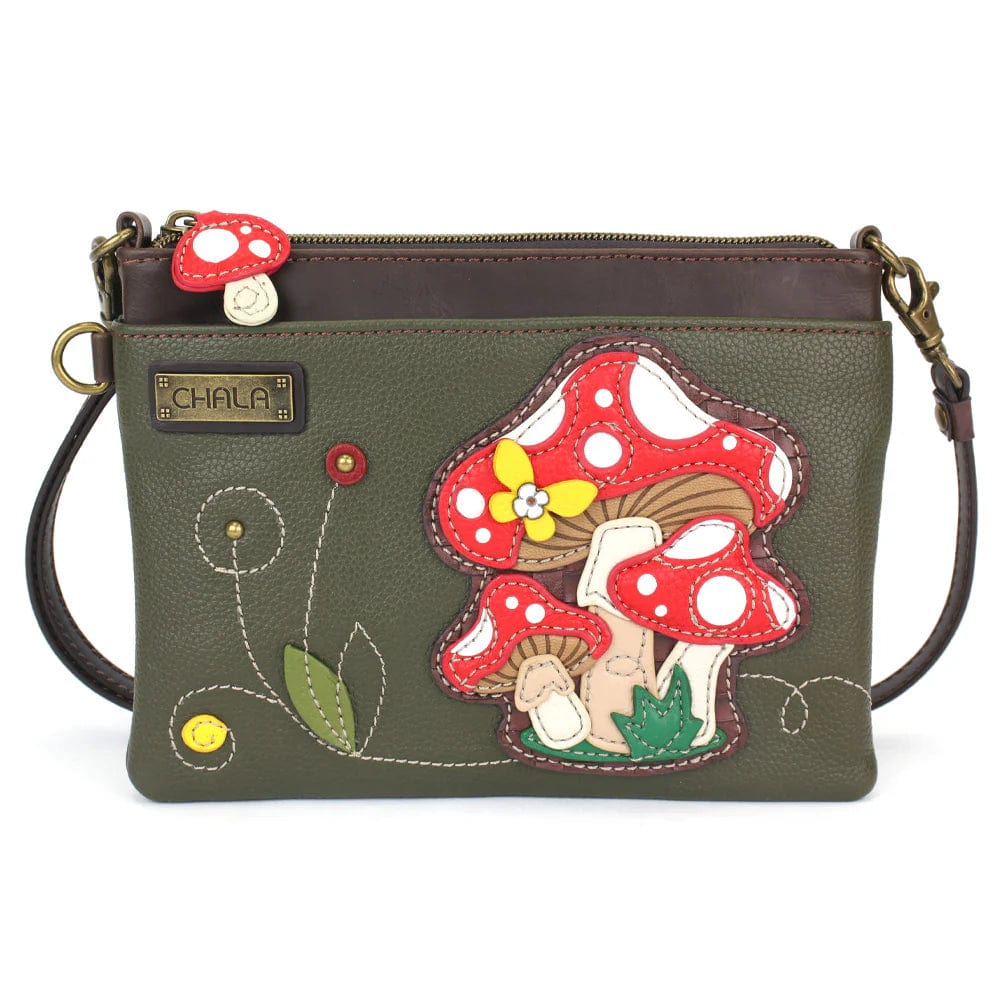 Chala Purse Red Mushrooms Vegan Leather Purse - Cross Body Horizontal