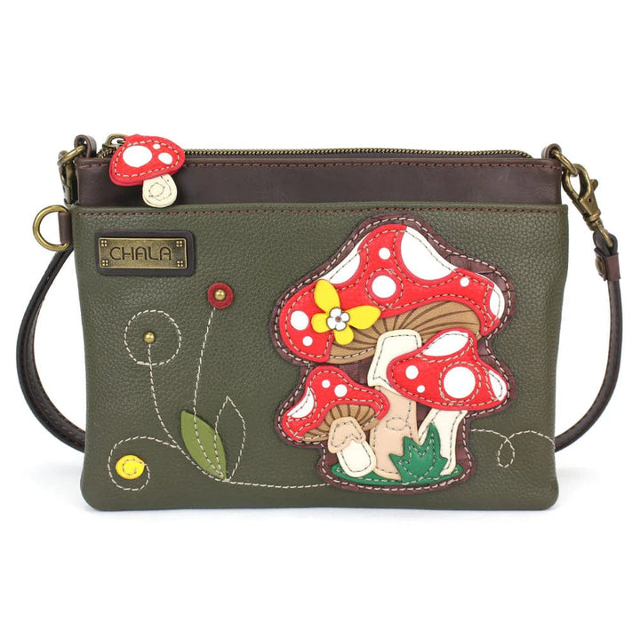 Chala Purse Red Mushrooms Vegan Leather Purse - Cross Body Horizontal