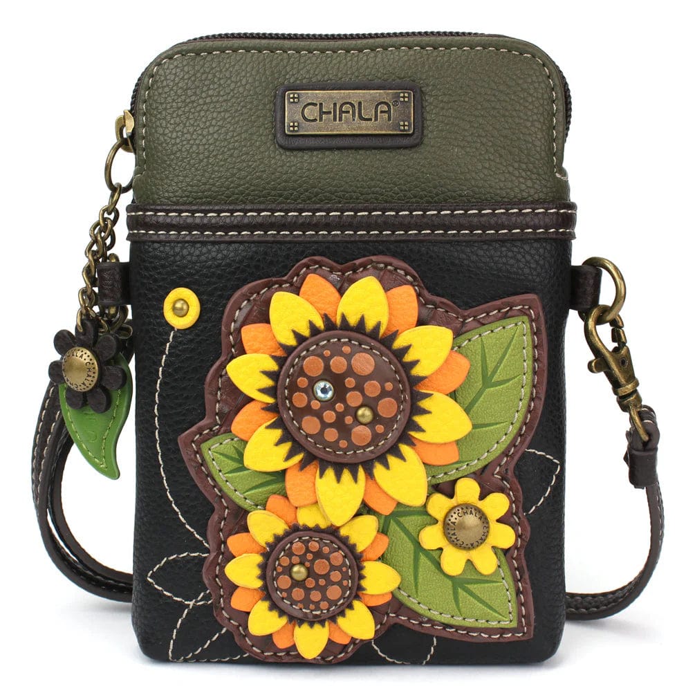 Chala Purse Sunflowers Vegan Leather Phone Purse - Cross Body Vertical