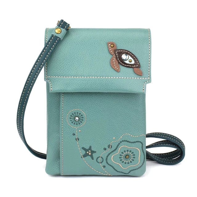 Chala Purse Turtle teal / Mini vertical Vegan Cell Phone Purse - Cross Body RFID protection