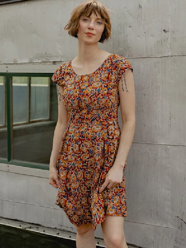 Cotton Vintage Pleat Dress - Ruby (M only) - Natural Clothing Company
