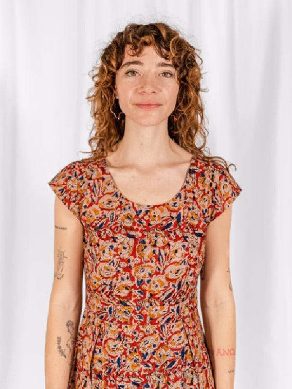 Cotton Vintage Pleat Dress - Ruby (M only) - Natural Clothing Company