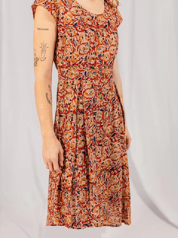 Cotton Vintage Pleat Dress - Ruby (M only) - Natural Clothing Company