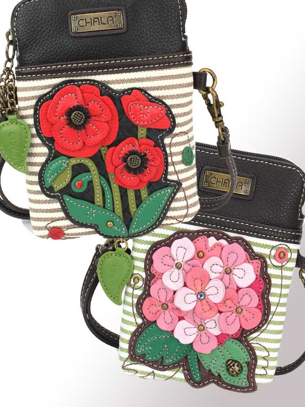 Vegan Phone Cross Body Purse (vertical) - Flowers - Natural Clothing Company