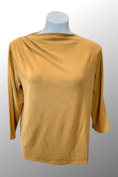 Cutloose 24 Women&#39;s Long Sleeve Top Brass / S Tencel Pleat Neck Top