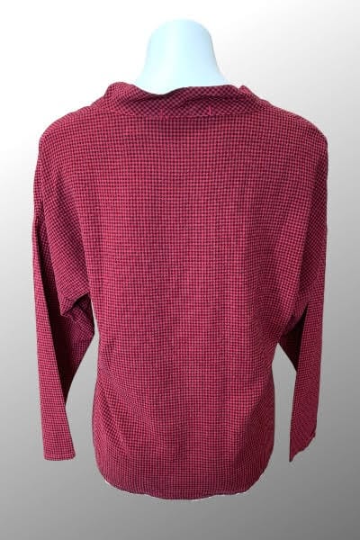 Cutloose 24 Women's Long Sleeve Top Cardinal checker / S Checkered Cowl Blouse