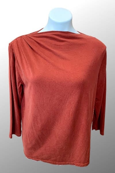 Cutloose 24 Women&#39;s Long Sleeve Top Cognacs / S Tencel Pleat Neck Top