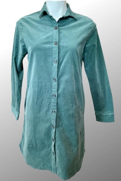 Cutloose 24 Women&#39;s Long Sleeve Top Myrtle green / S Mini Corduroy Shirt Dress