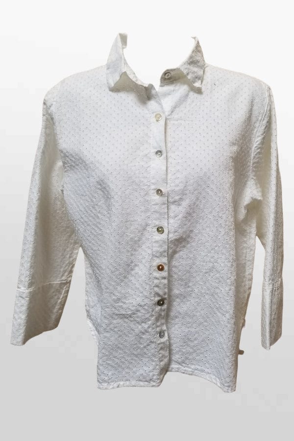Cutloose 24 Women&#39;s Short Sleeve Top White / XS Crop Easy Shirt- Pinhole