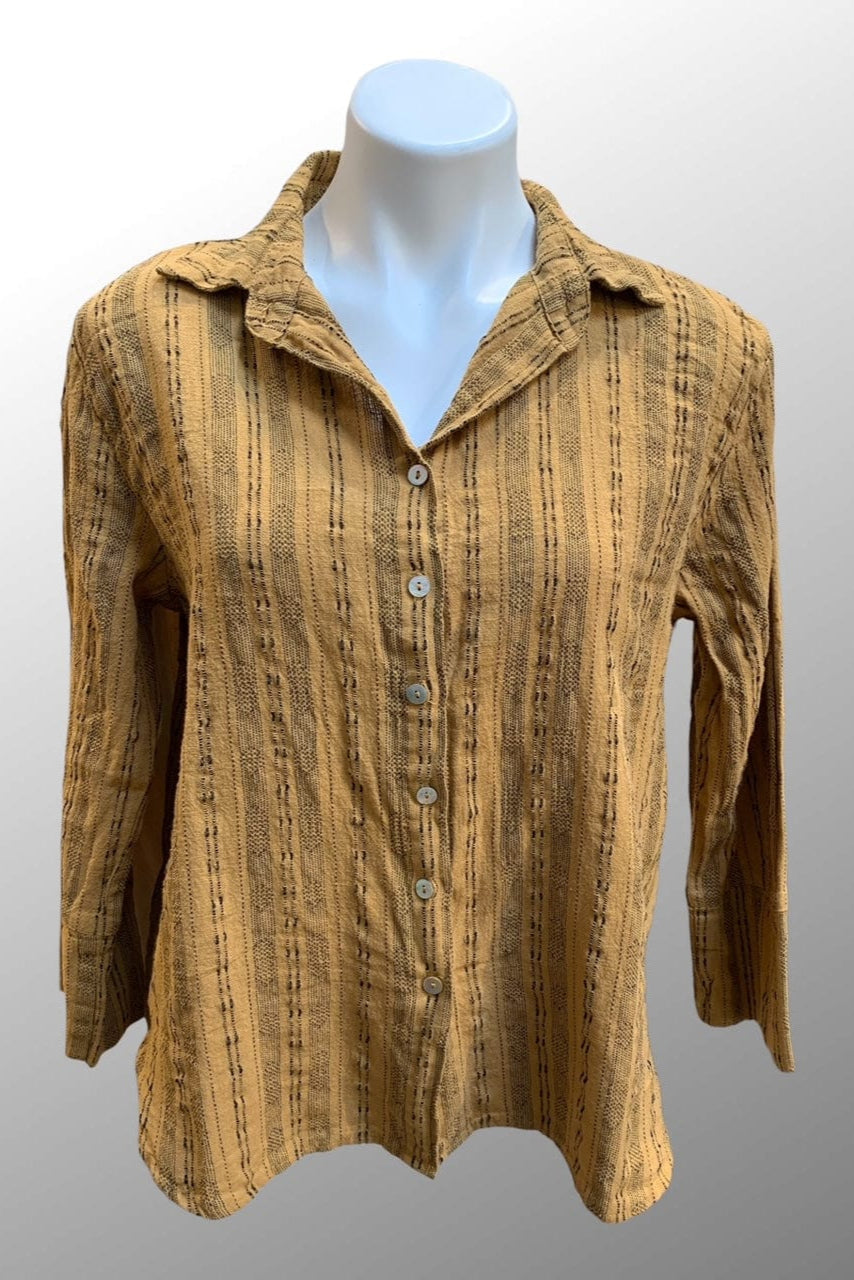 Cutloose 25 Women's Long Sleeve Top Manuka Honey / S Easy Crop Pinstripe Shirt