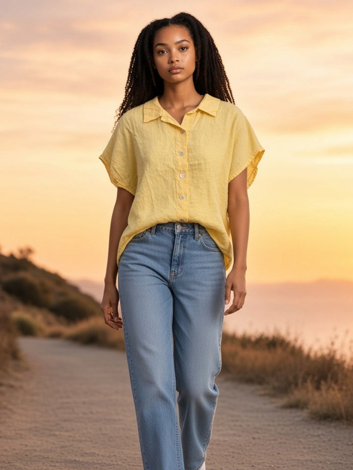Linen Collared Button Shirt