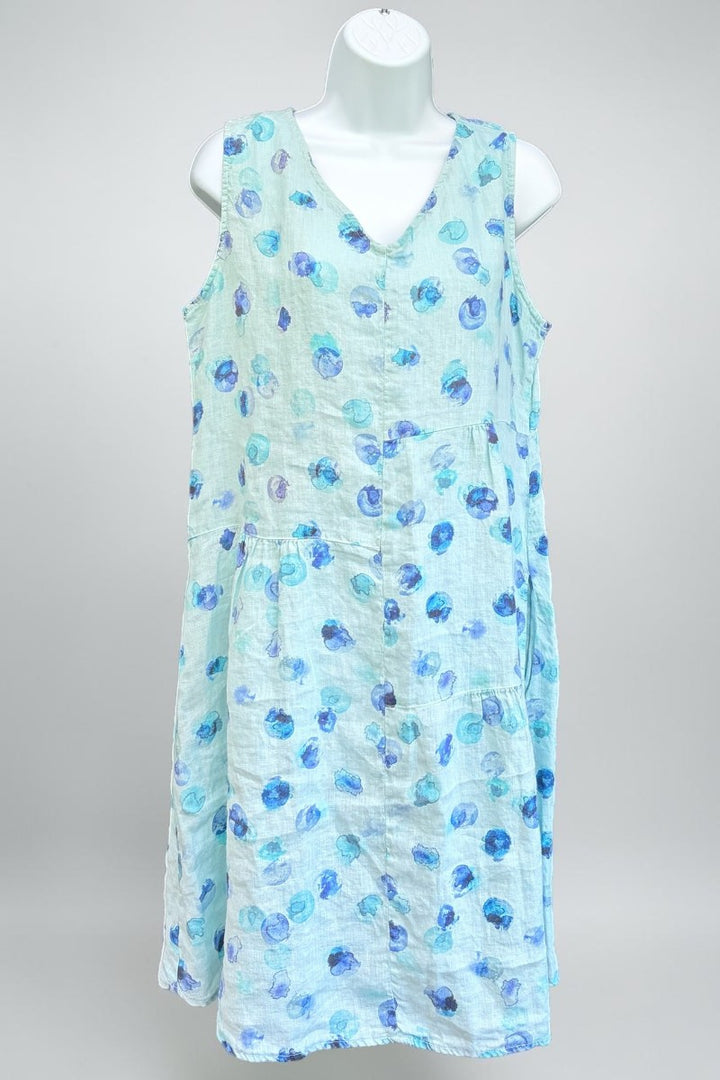 Linen Sleeveless Patch Dress - Ink Spots