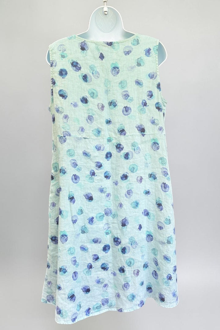 Linen Sleeveless Patch Dress - Ink Spots
