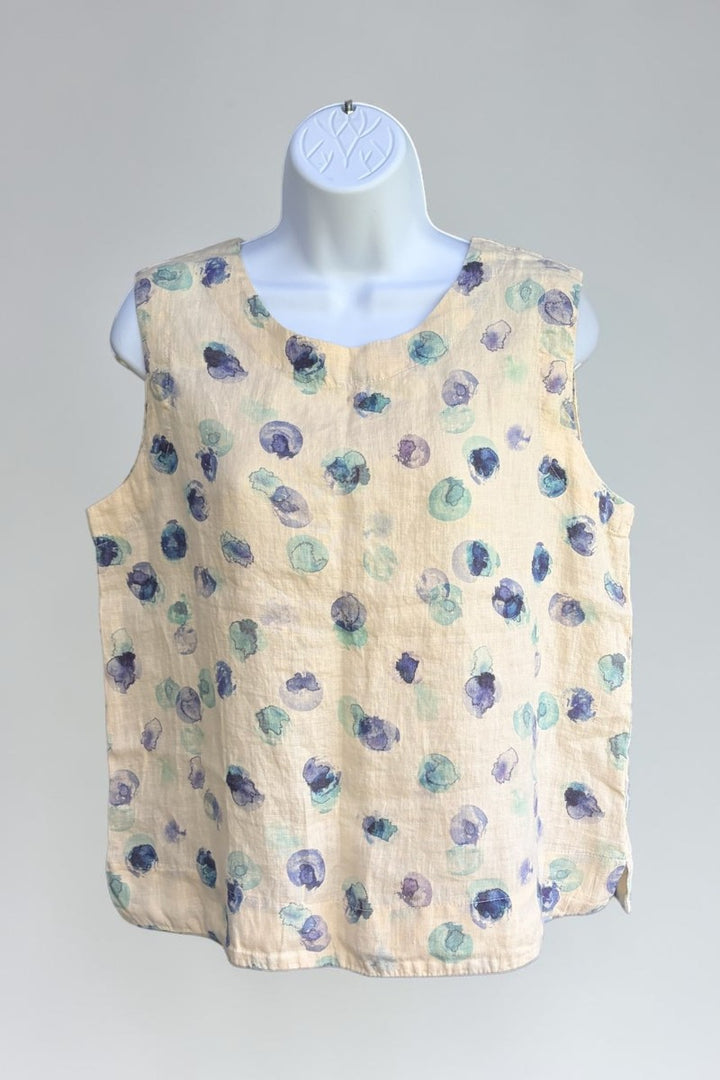 Linen Sleeveless Top - Ink Spots