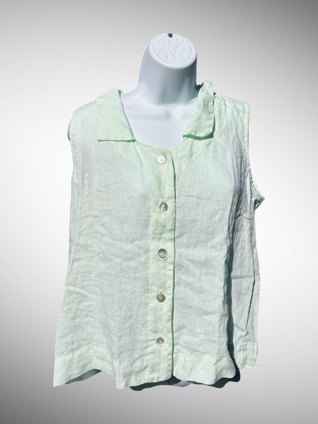 Linen Sleeveless Blouse with Collar