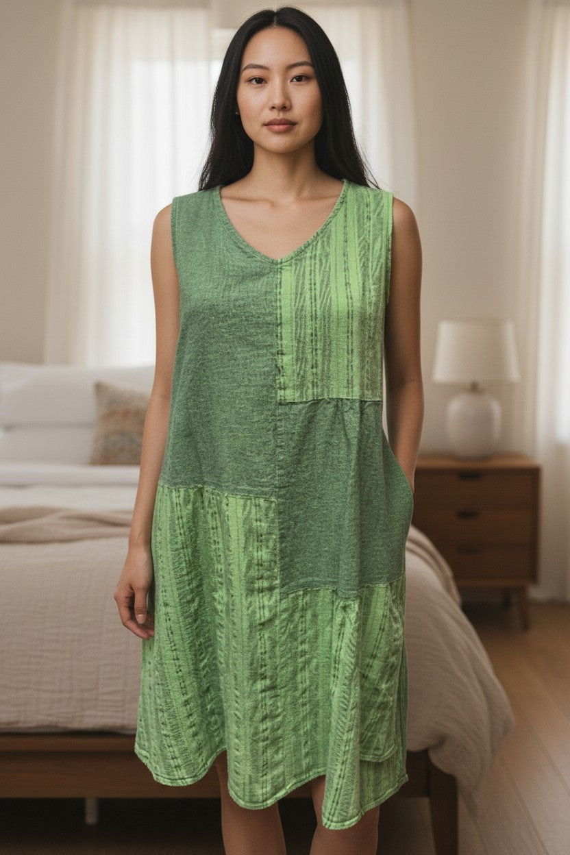 Pinstripe Patch Dress - Natural Clothing Company