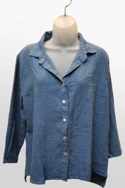 Cutloose Women&#39;s Long Sleeve Top Linen Shirt Button Down with Collar (S, L)