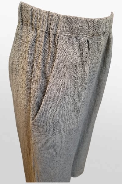 Cutloose Women&#39;s Pants Pleated Crop Pant Wide Leg crosshatch